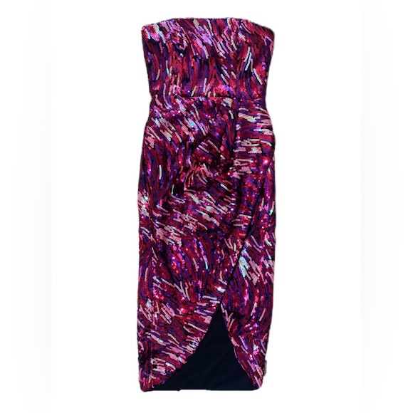 LPA Pink Strapless Sequin Cocktail Midi Dress - X-Small, NWT - Picture 2 of 10